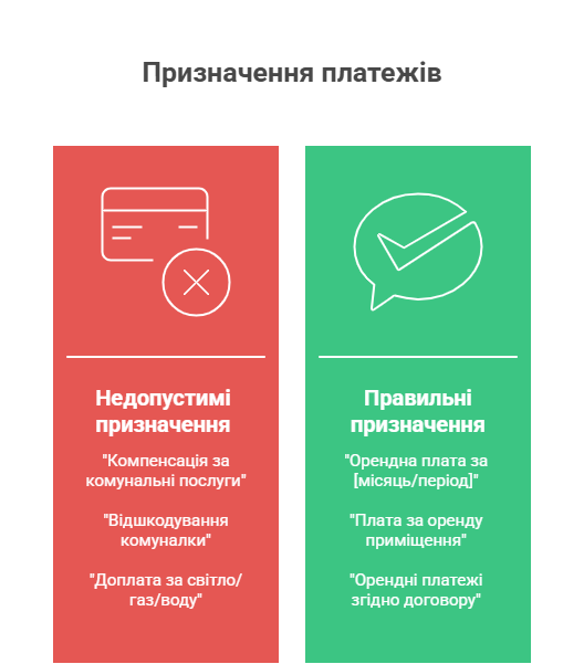 ФОП здає в оренду: компенсація комуналки без 23% податку 4 Недопустимі та правильні призначення в платежу задля уникнення штрафів від податкової
